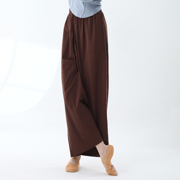 Buddha Stones Loose Cotton Drawstring Wide Leg Pants For Yoga Dance With Pockets