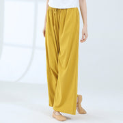 Buddha Stones Loose Cotton Drawstring Wide Leg Pants For Yoga Dance With Pockets