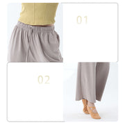 Buddha Stones Loose Cotton Drawstring Wide Leg Pants For Yoga Dance With Pockets