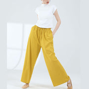 Buddha Stones Loose Cotton Drawstring Wide Leg Pants For Yoga Dance With Pockets