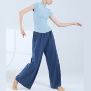 Buddha Stones Loose Cotton Drawstring Wide Leg Pants For Yoga Dance With Pockets