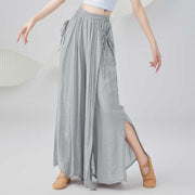 Buddha Stones Solid Color Loose Cotton Linen Wide Leg Pants For Yoga Classical Dance (Extra 35% Off | USE CODE: FS35) - Gray - US8-10，UK/AU12-14，EU40-42 (2XL) - image 6