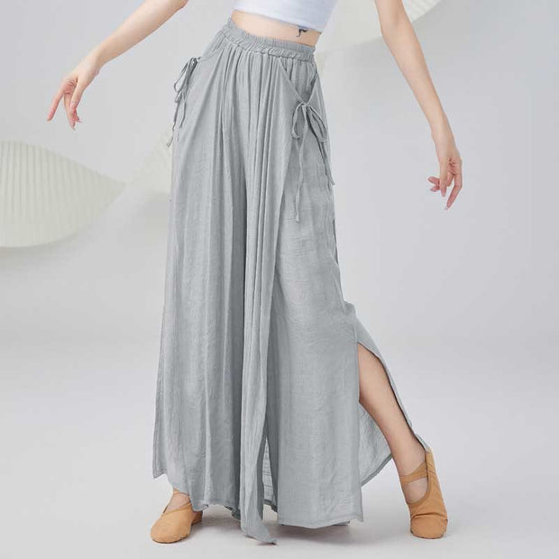 Buddha Stones Solid Color Loose Cotton Linen Wide Leg Pants For Yoga Classical Dance (Extra 35% Off | USE CODE: FS35) - Gray - US8-10，UK/AU12-14，EU40-42 (2XL) - image 6