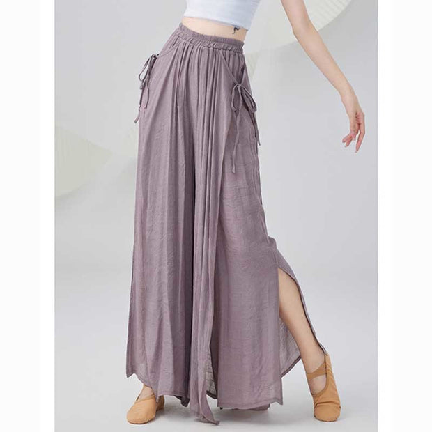 Buddha Stones Solid Color Loose Cotton Linen Wide Leg Pants For Yoga Classical Dance (Extra 35% Off | USE CODE: FS35) - image 1