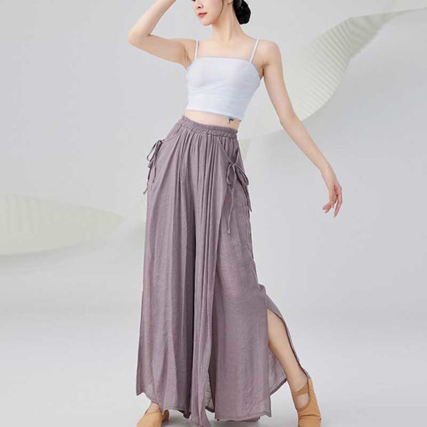 Buddha Stones Solid Color Loose Cotton Linen Wide Leg Pants For Yoga Classical Dance (Extra 35% Off | USE CODE: FS35) - image 5
