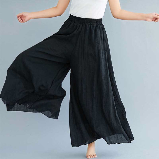 Buddha Stones Women Casual Loose Cotton Linen Wide Leg Pants For Yoga Dance