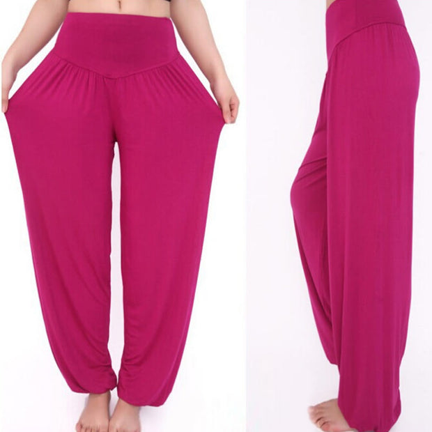 Buddha Stones Solid Color Modal Yoga Dance Long Harem Pants