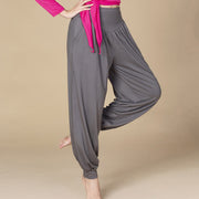 Buddha Stones Solid Color Modal Yoga Dance High Waist Harem Pants With Pockets