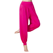 Buddha Stones Solid Color Modal Yoga Dance High Waist Harem Pants With Pockets