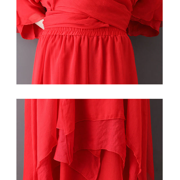Buddha Stones V-Neck Midi Tunic Dress Wide Leg Pants Meditation Zen Practice Dance Clothing - image 19