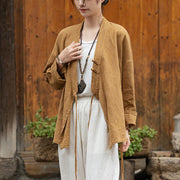 Buddha Stones Frog-Button Hanfu Design Shirt Top Ramie Linen Jacket