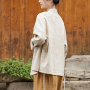 Buddha Stones Frog-Button Hanfu Design Shirt Top Ramie Linen Jacket