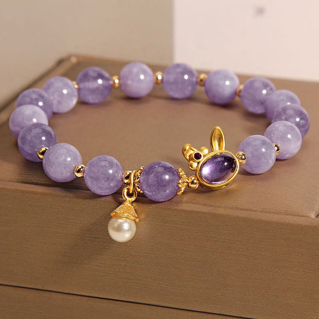 Buddha Stones Natural Purple Quartzite Rabbit Happiness Bracelet - image 7