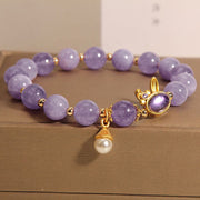 Buddha Stones Natural Purple Quartzite Rabbit Happiness Bracelet - Purple Quartzite(Wrist Circumference 14-16cm) - image 1