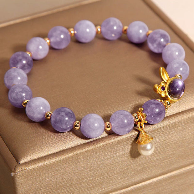 Buddha Stones Natural Purple Quartzite Rabbit Happiness Bracelet - image 5