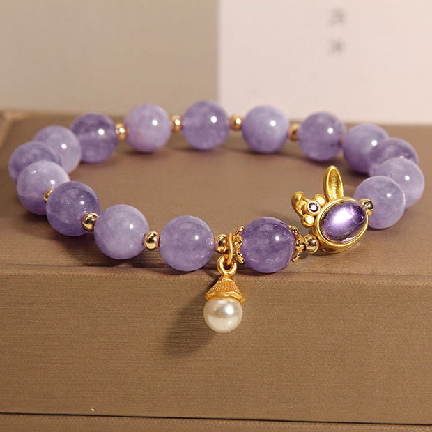 Buddha Stones Natural Purple Quartzite Rabbit Happiness Bracelet - Purple Quartzite(Wrist Circumference 14-16cm) - image 1