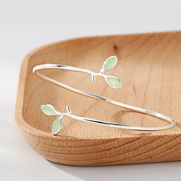 FREE Today: Eliminate Negativity Leaf Pattern Cat Eye Healing Cuff Bracelet Bangle