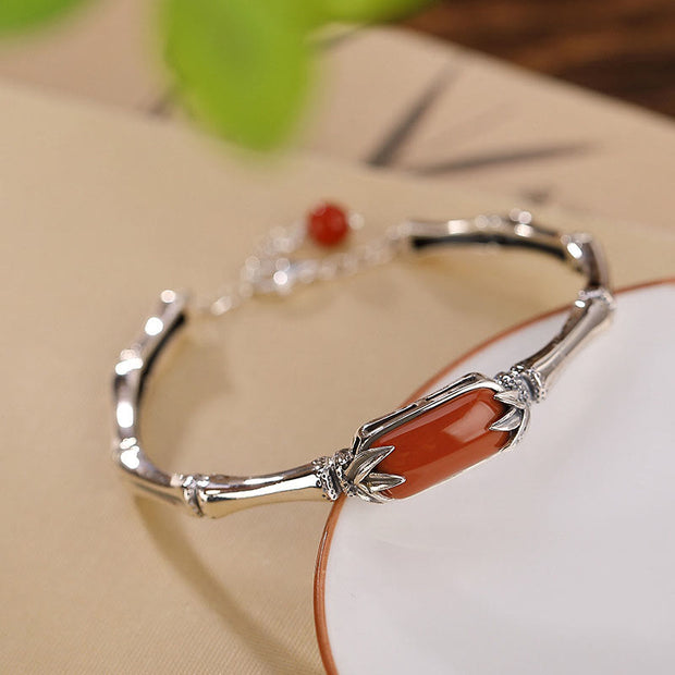 Buddha Stones 925 Sterling Silver Red Agate Bamboo Pattern Calm Bracelet Ring Jewelry Set (Extra 30% Off | USE CODE: FS30) - image 4