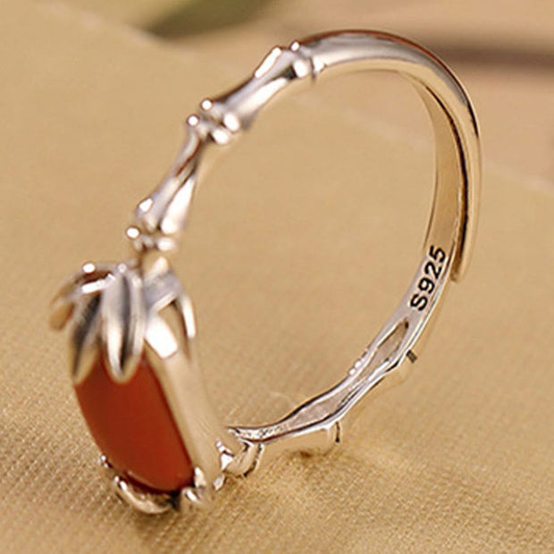 Buddha Stones 925 Sterling Silver Red Agate Bamboo Pattern Calm Bracelet Ring Jewelry Set (Extra 30% Off | USE CODE: FS30) - image 9