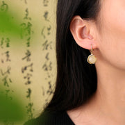 Buddha Stones 925 Sterling Silver Natural Hetian White Jade Cyan Jade Protection Earrings (Extra 35% Off | USE CODE: FS35) - image 2