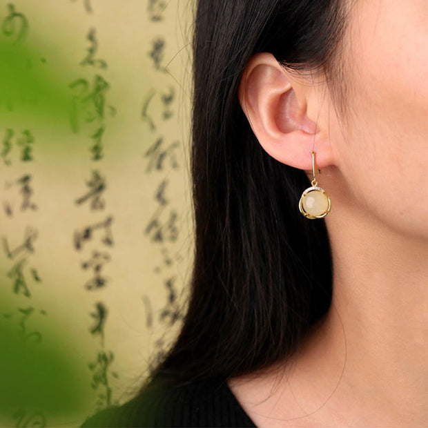 Buddha Stones 925 Sterling Silver Natural Hetian White Jade Cyan Jade Protection Earrings (Extra 35% Off | USE CODE: FS35) - image 2