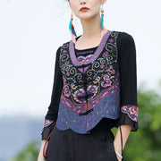 Buddha Stones Vintage Frog-Button Embroidery Purple Flower Tang Suit Design Sleeveless Vest (Extra 30% Off | USE CODE: FS30) - image 2