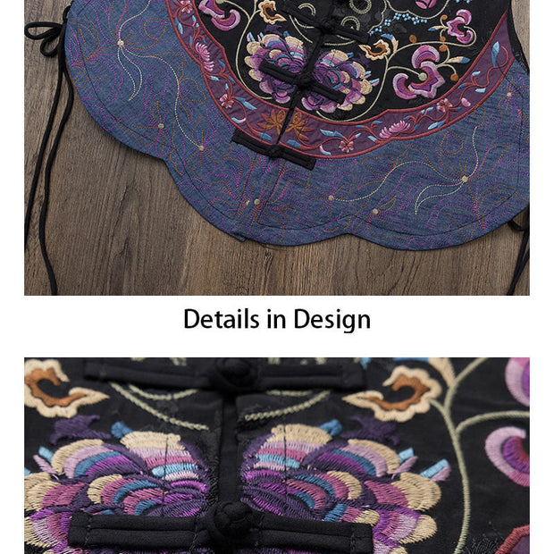 Buddha Stones Vintage Frog-Button Embroidery Purple Flower Tang Suit Design Sleeveless Vest (Extra 30% Off | USE CODE: FS30) - image 13