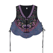 Buddha Stones Vintage Frog-Button Embroidery Purple Flower Tang Suit Design Sleeveless Vest (Extra 30% Off | USE CODE: FS30) - image 11