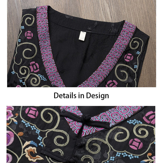 Buddha Stones Vintage Frog-Button Embroidery Purple Flower Tang Suit Design Sleeveless Vest (Extra 30% Off | USE CODE: FS30) - image 12