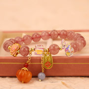 Buddha Stones Natural Strawberry Quartz Fu Character Pumpkin Charm Positive Bracelet (Extra 35% Off | USE CODE: FS35) - image 2