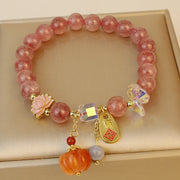 Buddha Stones Natural Strawberry Quartz Fu Character Pumpkin Charm Positive Bracelet (Extra 35% Off | USE CODE: FS35) - image 1