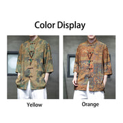 Buddha Stones Landscape Chinese Dragon Pattern Chinese Three Quarter Sleeve Shirt Men T-shirt