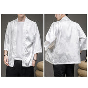 Buddha Stones Chinese Dragon Open Front Jacket Men's Kimono