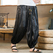 Buddha Stones Dragon Pattern Loose Men's Harem Pants With Pockets