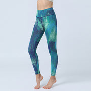 Buddha Stones Leaves Print Sports Fitness Yoga High Waist Leggings Women's Yoga Pants