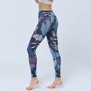 Buddha Stones Leaves Print Sports Fitness Yoga High Waist Leggings Women's Yoga Pants