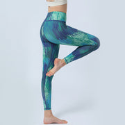 Buddha Stones Leaves Print Sports Fitness Yoga High Waist Leggings Women's Yoga Pants