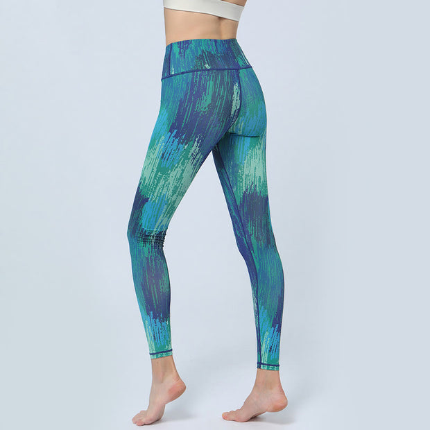 Buddha Stones Leaves Print Sports Fitness Yoga High Waist Leggings Women's Yoga Pants