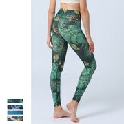 Buddha Stones Leaves Print Sports Fitness Yoga High Waist Leggings Women's Yoga Pants