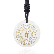 Buddha Stones Vairocana Tathagata Sanskrit Mantra Various Crystal Black Obsidian Green Aventurine Strength Necklace Pendant