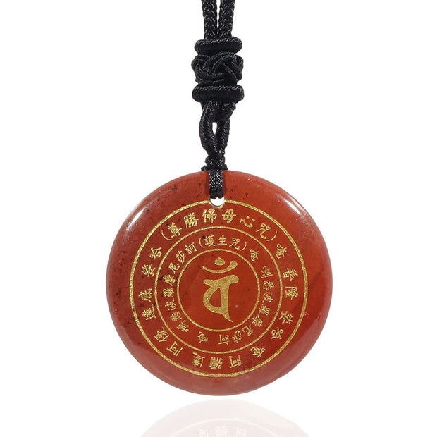 Buddha Stones Vairocana Tathagata Sanskrit Mantra Various Crystal Black Obsidian Green Aventurine Strength Necklace Pendant