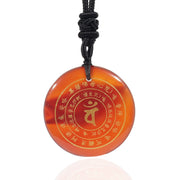 Buddha Stones Vairocana Tathagata Sanskrit Mantra Various Crystal Black Obsidian Green Aventurine Strength Necklace Pendant