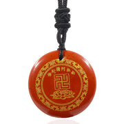 Buddha Stones Swastika Lotus Pattern Natural Various Crystal Black Obsidian Purification Necklace Pendant