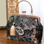 Buddha Stones Vintage Flower Butterfly Crane Sea Waves Metal Chain Crossbody Bag Shoulder Bag Handbag (Extra 30% Off | USE CODE: FS30) - image 4