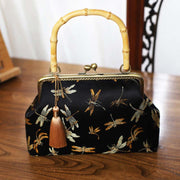 Buddha Stones Dragonfly Crane Bamboo Leaves Plum Blossom Bamboo Handles Handbag (Extra 30% Off | USE CODE: FS30) - image 2