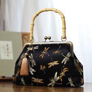 Buddha Stones Dragonfly Crane Bamboo Leaves Plum Blossom Bamboo Handles Handbag (Extra 30% Off | USE CODE: FS30) - image 6