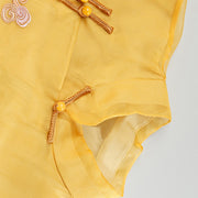 Buddha Stones 100% Mulberry Silk Organza Dress Embroidered Yellow Phoenix Qipao Cheongsam Dress  (Extra 30% Off | USE CODE: FS30) - image 8