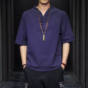 Buddha Stones Casual Summer Half Sleeve Shirt Cotton Men Clothing - SlateBlue - US/UK/AU46，EU56 (5XL) - image 25
