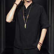 Buddha Stones Casual Summer Half Sleeve Shirt Cotton Men Clothing - image 12