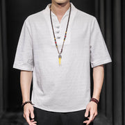 Buddha Stones Casual Summer Half Sleeve Shirt Cotton Men Clothing - image 2